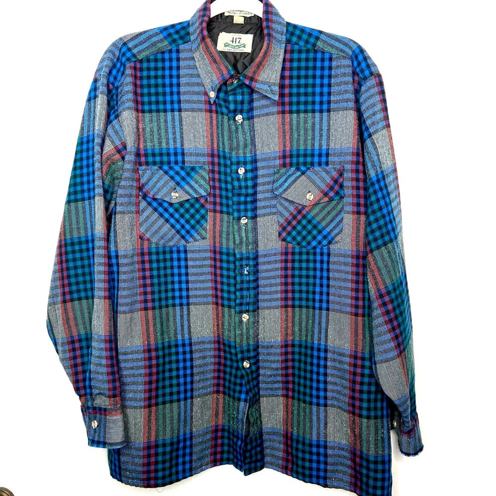 Vintage Van Heusen Rare Colorful Plaid Long Sleeve Flannel Button Down Shirt